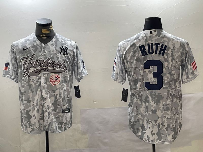 Men New York Yankees 3 Ruth Camo Joint Name 2024 Nike MLB Jersey style 3